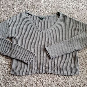 Gray Cropped Knit Sweater